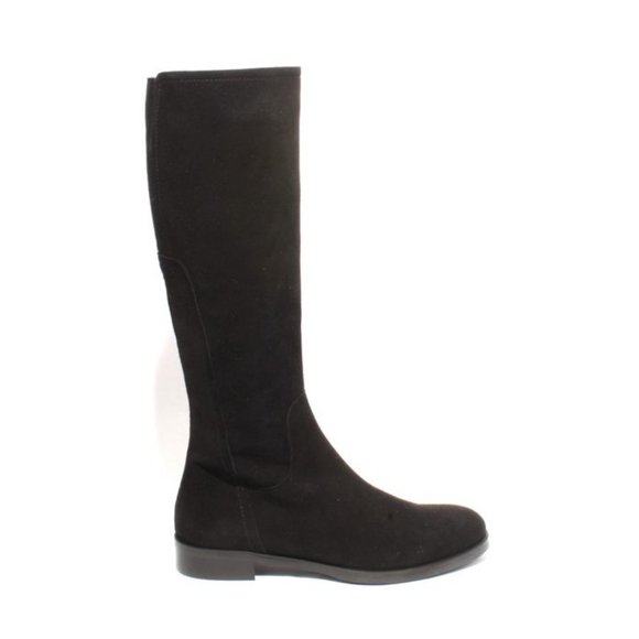 Luca Grossi 289 Black Suede Leather Stretch Zip-Up Knee High Boots - Picture 3 of 8